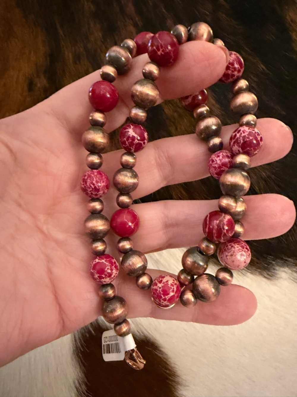 ❤️ Oxidized Copper Desert Pearl & Sea Sediment Jasper 19” Statement Necklace - Picture 7 of 9
